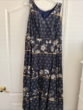 EShakti Sleeveless Floral Tiered Cotton Dress. NWOT